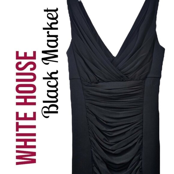 WHBM Classic LBD Sleeveless Ruched Bodycon Sheath Cocktail Dress, Size 0 - Picture 4 of 13